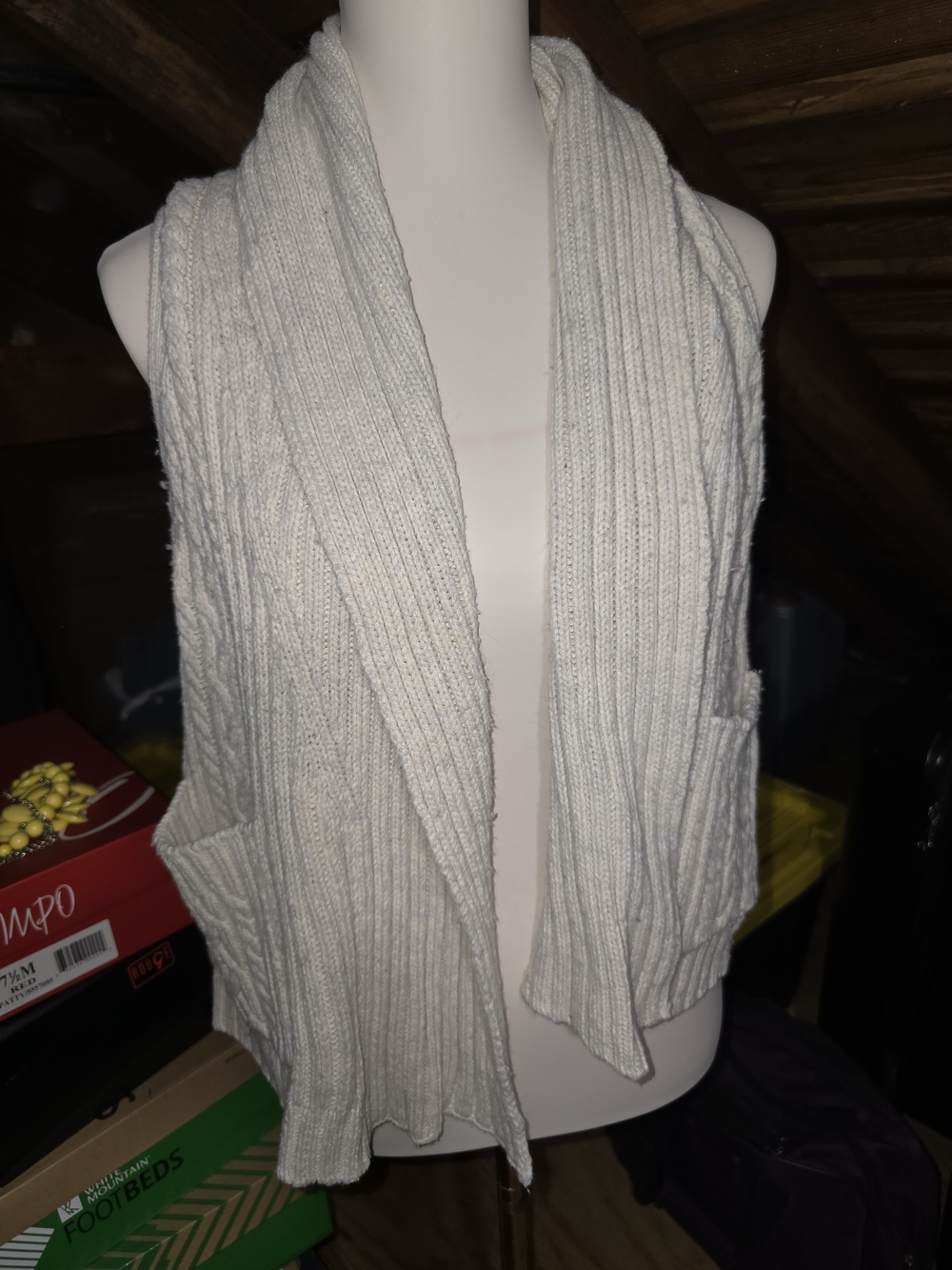 Aeropostale Cream Cable-Knit Shawl Collar Vest